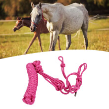 Adjustable Pink Horse Rope Halter with Multi Knots for Daily Training & Use