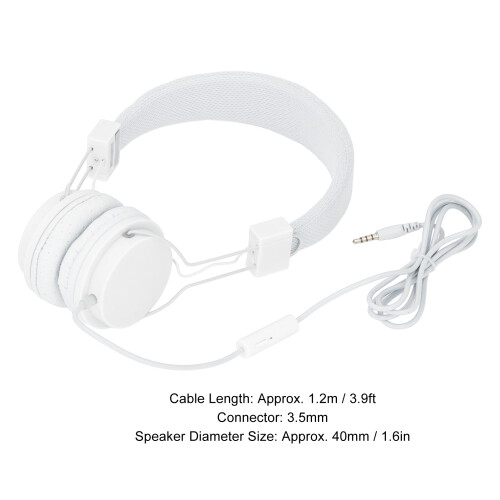 Casque filaire 3,5 mm avec micro, 40 mm, 1,2 m, blanc 1