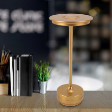 Lámpara de mesa LED inalámbrica dorada 2000 mAh, 13 cm, 28 cm