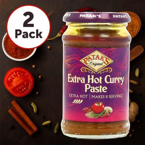 Patak's Extra Hot Curry Paste 283g (Pack of 2) | Authentic Indian Curry Paste