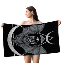 Serviette de plage en microfibre imprimée chauves-souris 160x80cm
