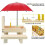 Squirrel Feeder Table with Umbrella, Wooden Squirrel Picnic Table Feeder, Durable Squirrel Feeder Corn Cob Holder 19