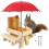 Squirrel Feeder Table with Umbrella, Wooden Squirrel Picnic Table Feeder, Durable Squirrel Feeder Corn Cob Holder 1