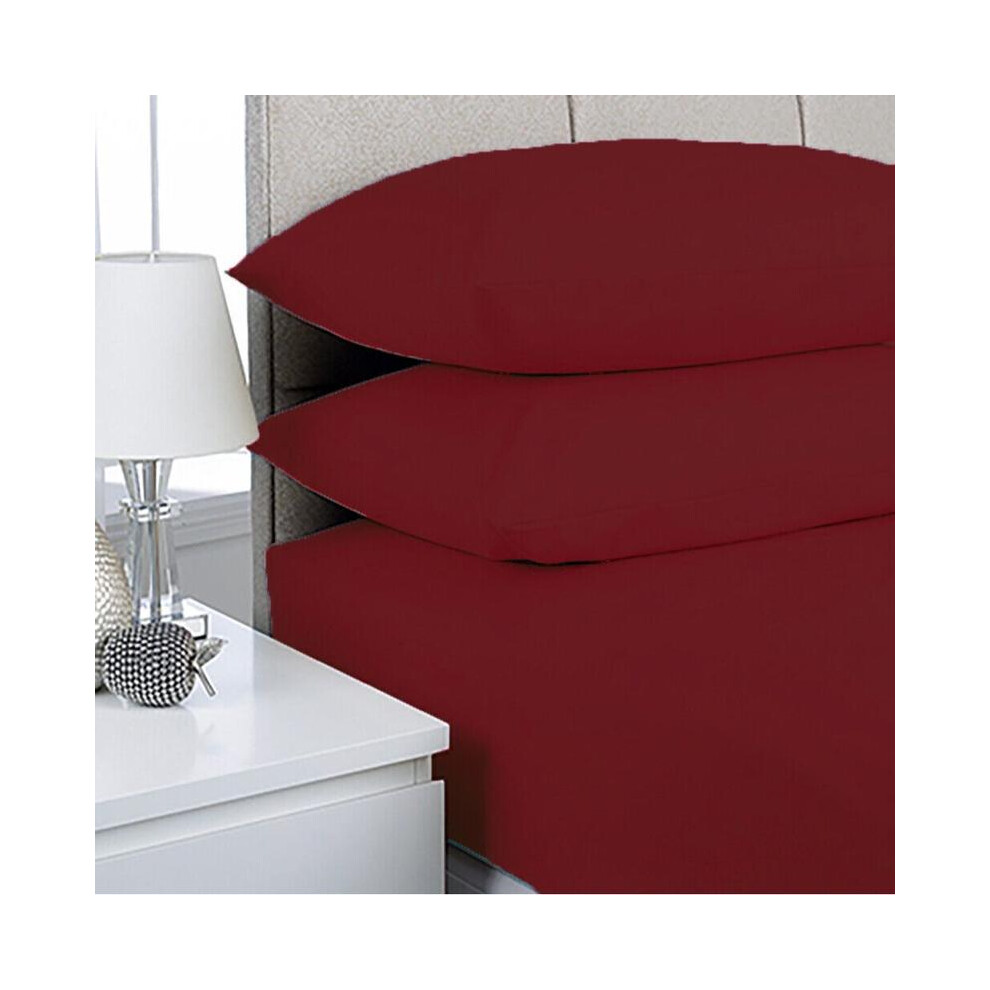 (Maroon, Single) Extra Deep Premium Quality Micofiber Fitted Bed Sheets - Available 25cm Deep Ultra Soft, Wrinkle-Free & Elastic-image-OPC-PJDCHJG-NEW