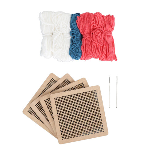 Kit débutant de point de croix 4 pièces fleurs roses et rouges 2