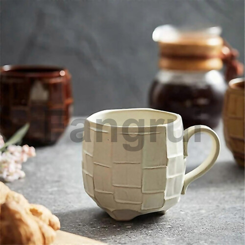 For 420ml Retro Rough Pottery Coffee Cup Japanese Ceramic Mugs White 2