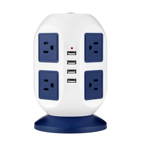 Tower Surge Protector Power Strip 8 AC Outlets 4 USB 3M Cable Blue 1