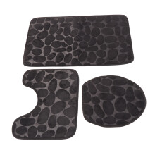 3 piezas en forma de U juego de tapa de inodoro y alfombrilla negro