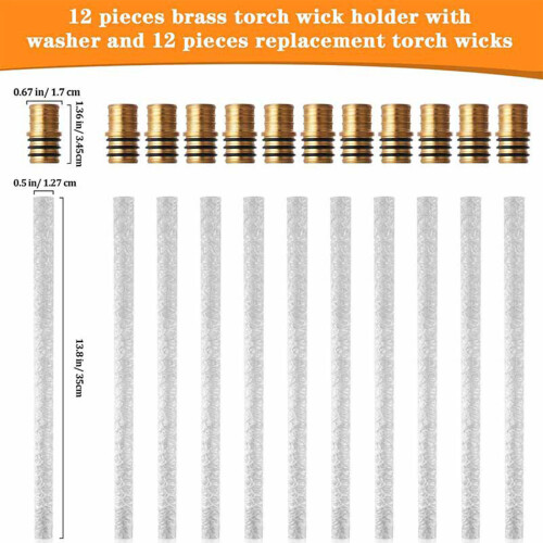 10 Stück Weinflaschen-Fackel-Docht-Set Messing, 35  1,27 cm 1