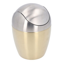 Desktop Kleiner Mülleimer Mehrzweck 304 Edelstahl Mini-Mülleimer mit Deckel für Tisch- und Arbeitsplattengebrauch Goldfarben