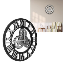 Reloj de pared retro 3D, 34 cm, plateado, 680 g grande