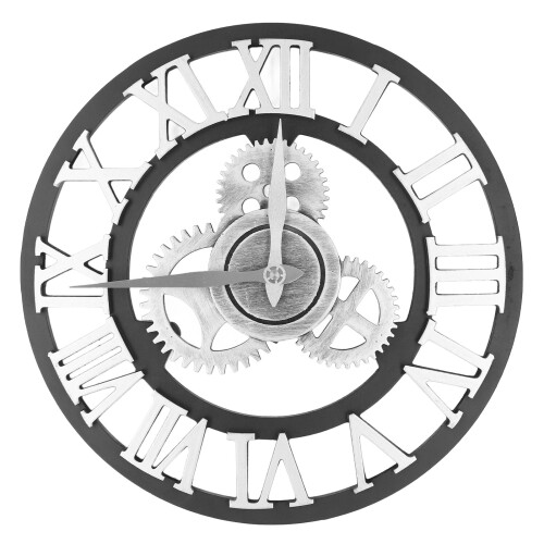 Reloj de pared retro 3D, 34 cm, plateado, 680 g grande 2