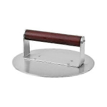 Stainless Steel Burger Press Hamburger Bacon Press Heavy Duty Meat Smasher with Wood Handle