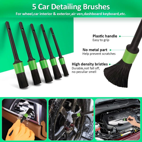 Kit di detailing per auto da 21 pezzi, 28x23x7 cm, set in ABS 1