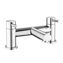 iBathUK Xylen Modern Chrome Bath Filler Mixer Tap, Designer Twin Lever Tub Faucet for Contemporary Bathrooms, Basin with Mixer Tap