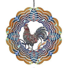 3D Rooster Wind Spinner Decoration Outdoor Porch Window Garden Yard Indoor Rotating Metal Wind