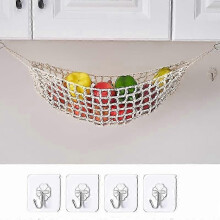 1pcs Home Kitchen Fruit Hanging Basket,Hanging Fruit Hammock For Kitchen Under Cabinet, Handwoven Hanging