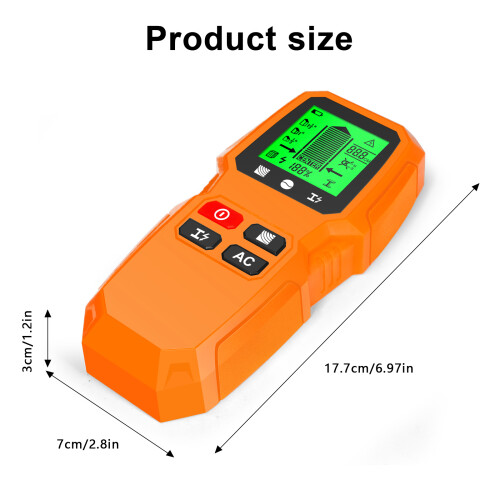 Detector de vigas 5 en 1 LCD amarillo HD 17,7x7x3 cm 1