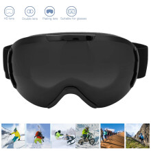 Ski Snowboard Goggles DoubleLayer AntiFog UV Black 19cm
