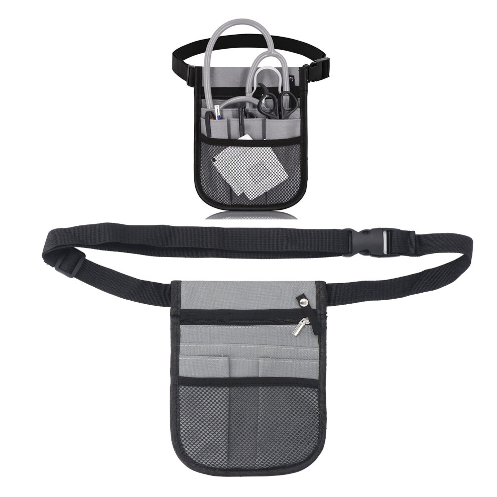 Grey Versatile Medical Waist Bag With Stethoscope Holder And Id Pouch