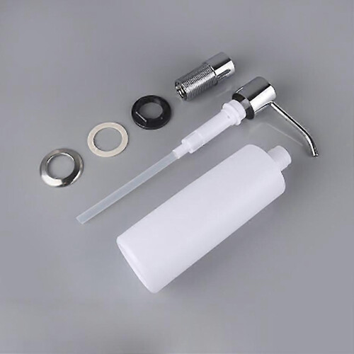 Kitchen Sink Soap Dispenser Liquid Pump Diffuser, Hidden Dishwashing Liquid Dispenser, Chrome, Silver-cheng