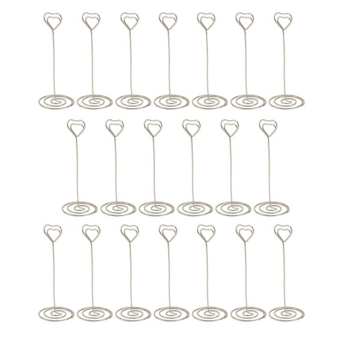 20 Stück Herz-Tischnummernhalter 15 cm Silber
