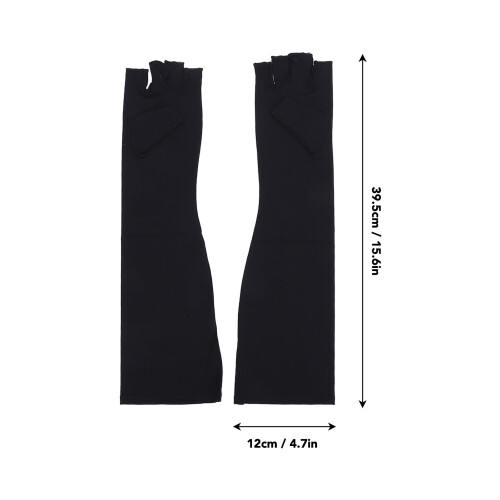 Long Copper Fingerless Gloves 4.7 X 15.6in Compression Breathable Soft Arm Sleeves 1
