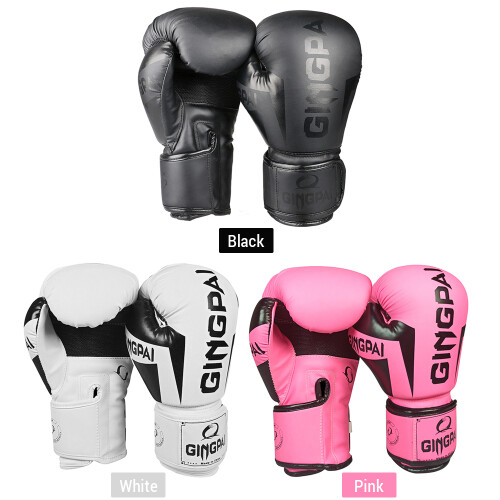 Stoßdämpfende Boxhandschuhe 12 Unzen Schwarz PU
