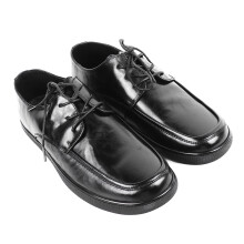 Men PU Leder Schuhe Schnürschuhe Rundkopf Niedrigschnitt Flach Bequeme Atmungsaktive Businessschuhe Schwarz 41