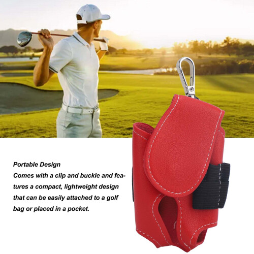 2-Ball PU-Leder Golfball-Gürteltasche Rot 2
