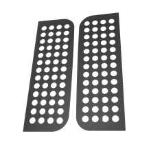 2 Stück Hintere Tür Fensteraufkleber Aluminiummetall für Glasschiebelwandabdeckung passend für JL JT Unlimited 4-Tür