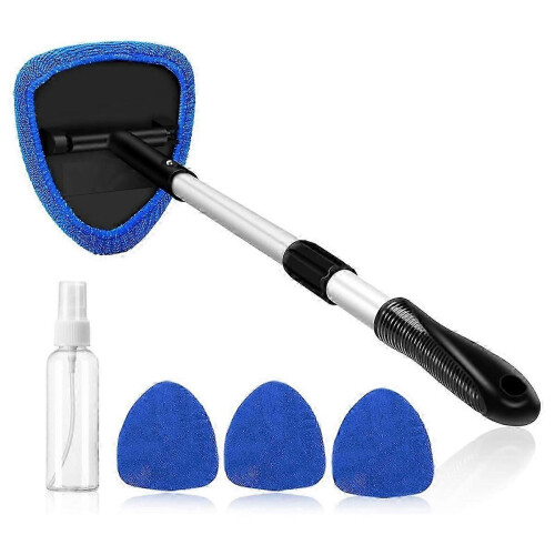Car Windshield Cleaning Tools, Reusable and Washable Microfiber Pad and Retractable Handle Car Glass