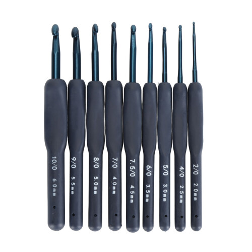 Ensemble de 9 crochets 2-6mm bleus ergonomiques 2