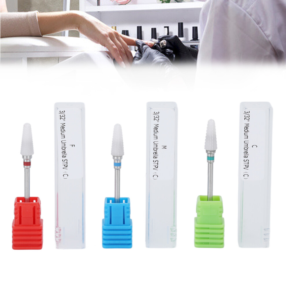 3pcs^Ceramic Nail Drill Bits for Gel Removal and Polishing