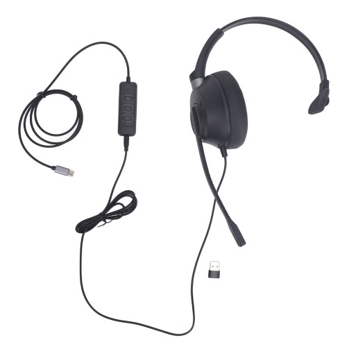 Cuffie USB-C monaurali con jack da 3,5 mm nere per PC 1