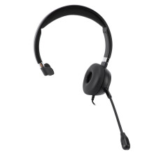 Auriculares USB monaurales negros con micrófono, USB-C/3,5 mm