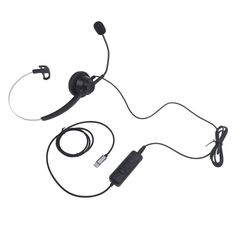 Telephone Headset with Noise Cancelling Mic, USB-C & 3.5mm, Single Ear, Black-image-OPC-PJDF5WQ-NEW