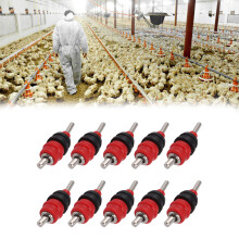 10 Stück Automatischer Hühner-Wasserhahn 360 Grad Geflügel-Tränke Wasserhahn für Huhn Ente Henne Wasserhahn mit roter Stahlkugel