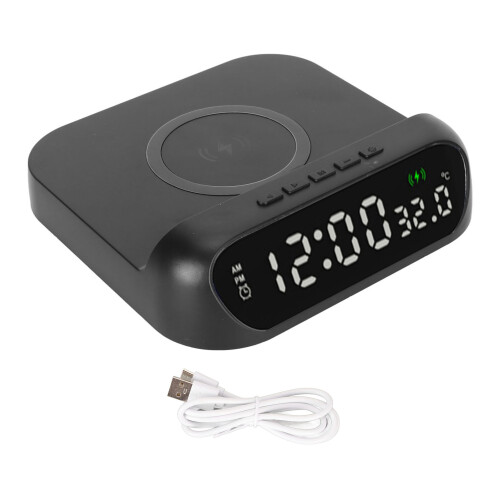 Wireless Alarm Clock Charger 10W Multifunction Temperature Display Black 1
