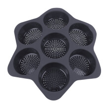 Silicone Hamburger Bun Mold 7 Cavity Non-Stick Dishwasher Safe Grey