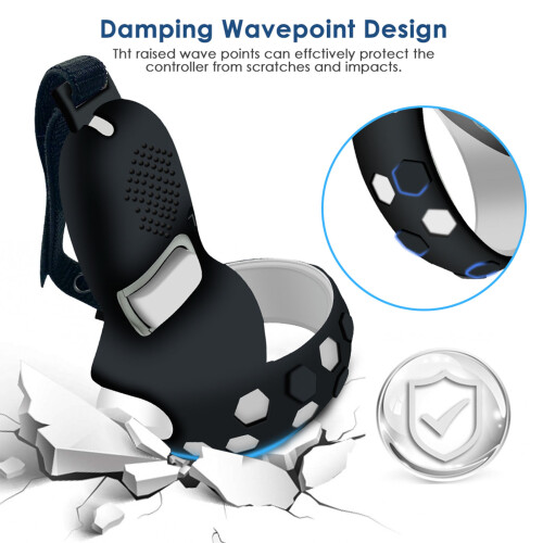 Silicone Quest 2 Controller Cover Drop Resistant VR Grip with Wrist Strap 2