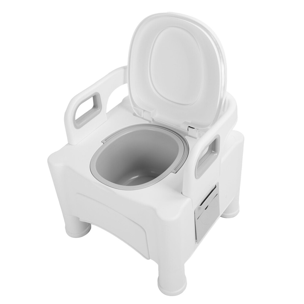 White Adjustable Height Portable Bedside Commode For Pregnant & Elderly,