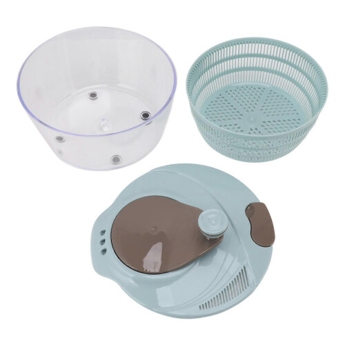 Salad Spinner Plastic Time Saving Fast Mixing Washable Rotatable Veggie Washer for Kitchen Blue