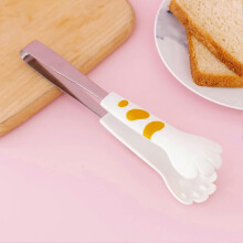 Kitchen Cooking Tong Cute Cat Paw Shape Stainless Steel Small Salad Barbecue Food Tong White M-OEIN