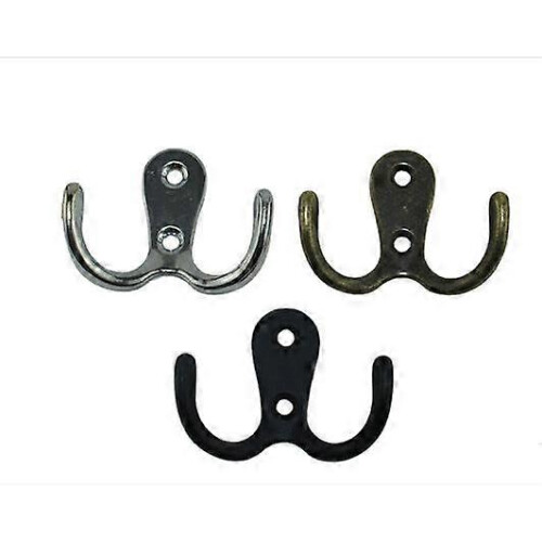 10x double coat hook cast iron retro style brass -CDSX