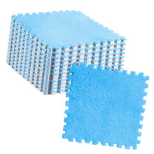 10 Stück Plüsch Puzzle Bodenteppichfliesen Flauschig Zuschneidbar Antirutschverlegte Teppichfliesen Meeresblau