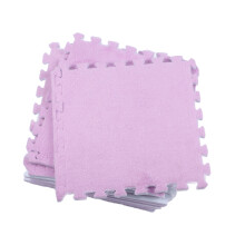 10 Stück Plüsch-Puzzle-Teppichfliesen, weiche, schneidbare, rutschfeste Steckbodenfliesen, lila