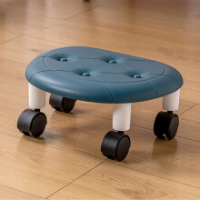 Runden Low-Rollenhocker Kunstleder Universale Rad Kleine Rollen Drehhocker Hohe Tragfähigkeit für Zuhause Blau