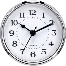 3-1/2 Inch (90 mm) Quartz Clock Fit-Up/Insert with Arabic Numeral, Quartz Movement (Silver Rim)