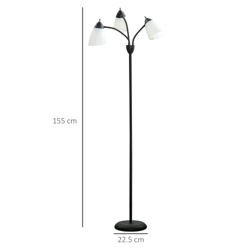 Homcom HOMCOM Tree Floor Lamp with 3 Adjustable Light, Industrial Standing Lamp, Black 2
